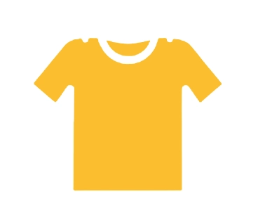 Simple illustration of a plain yellow short-sleeve t-shirt on a white background.
