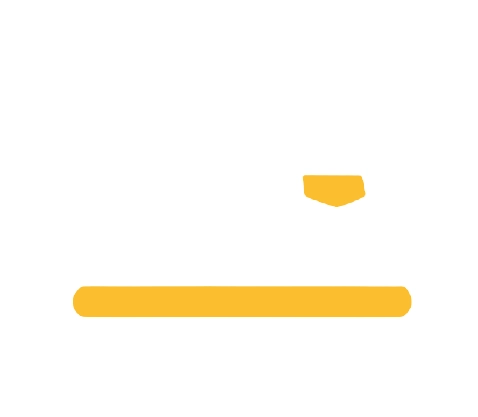 Yellow horizontal bar and small yellow hexagon shape on a white background.