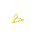 A small, yellow clothes hanger icon on a plain white background.